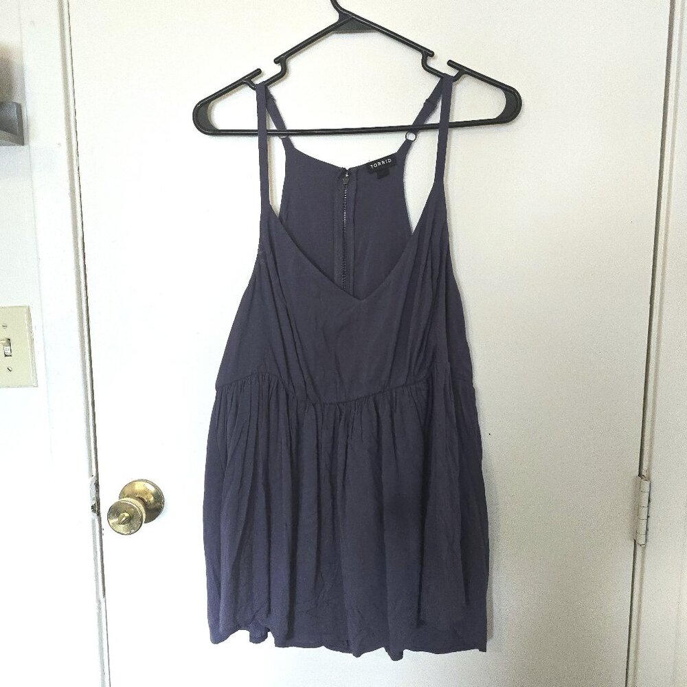 Torrid Size 0 London Fog Blue Zipper Back Tunic Blouse